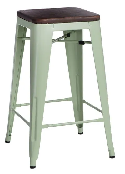 Hoker Barowy MEBLIVA Paris Wood 75cm Drewno - Zielony