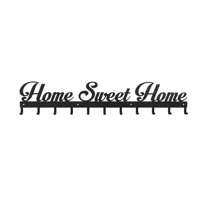 Wieszak Ścienny MEBLIVA Sweet Home, Metal, 80 cm - Czarny