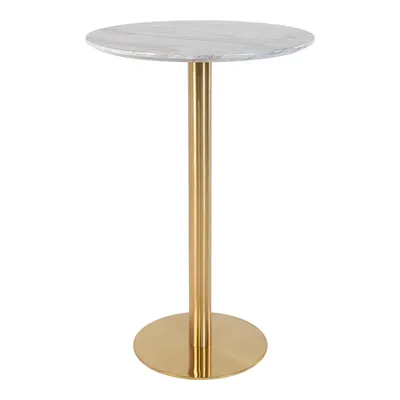 Stół Barowy MEBLIVA Bolzano Okrągły 70 cm Glamour - Marmur/Złoty