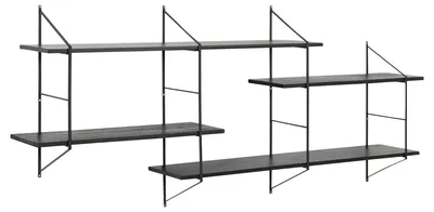 Półka Ścienna MEBLIVA Belfast 2, Metal I MDF, 191 cm - Popielaty Czarny