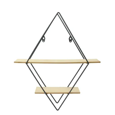 Półka Wisząca MEBLIVA Diamond, Metal MDF, 2 Półki - Czarny/Naturalny