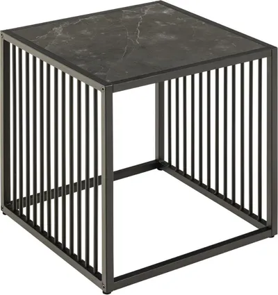 Stolik Kawowy MEBLIVA Strington 40x40cm Marmur - Czarny