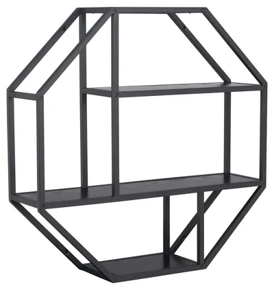 Półka MEBLIVA Seaford Octagon Industrialna 77x77 cm - Czarna