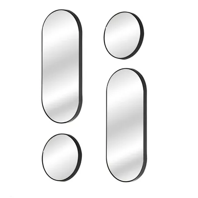 Zestaw 4 Luster MEBLIVA Deco Round Owalny Nowoczesny - Czarny