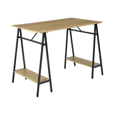 Biurko MEBLIVA Archi 110x60 Loft Z Półkami, Naturalny - Czarny