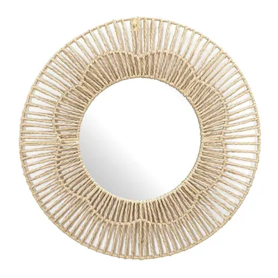 Lustro Boho MEBLIVA Nairobia 50cm, Okrągłe, Metal - Naturalny