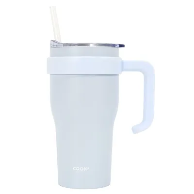 Kubek Termiczny MEBLIVA Miami 600ml Z Uchwytem I Słomką - Szary