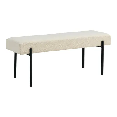 Ławka MEBLIVA Swindon Bouclé, Nowoczesna, 100 cm - Biała/Czarna