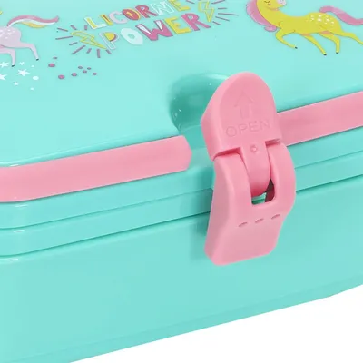Lunch Box Dziecięcy MEBLIVA Jednorożec, Tworzywo Sztuczne - Niebieski