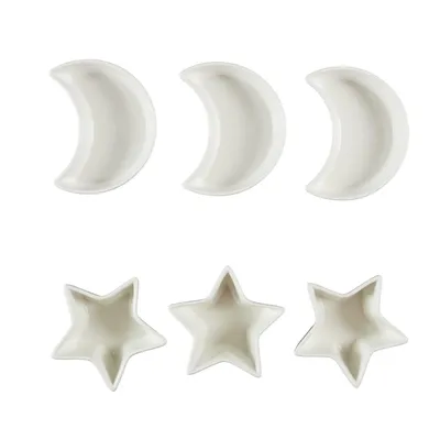 Zestaw 6 Naczyń Do Serwowania MEBLIVA Star/Moon Ceramika - Biały