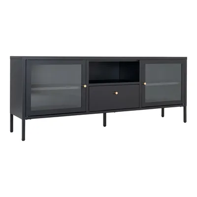 Szafka RTV MEBLIVA Dalby, Metal Loftowy 160 cm - Czarny