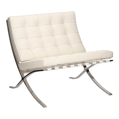 Fotel MEBLIVA BA1 Skóra Naturalna Minimalistyczny Design - Biały