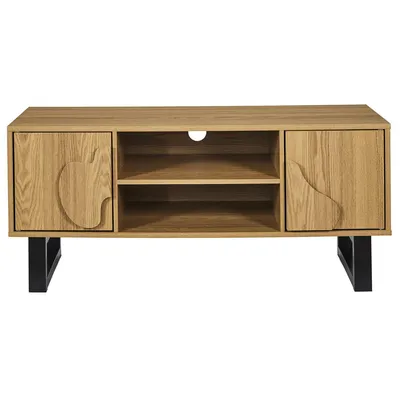 Szafka RTV MEBLIVA Calypso 110 cm, Płyta MDF, Styl Boho - Naturalny