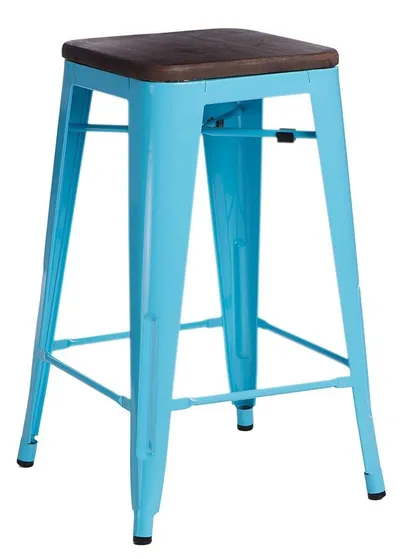 Hoker Barowy MEBLIVA Paris Wood 75cm Drewno Sosna - Niebieski