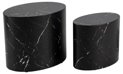 Stolik Kawowy MEBLIVA Mice Black Marble, Nowoczesny - Czarny