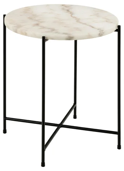 Stolik Kawowy MEBLIVA Avila Marmur Wysoki 42 cm - Biały