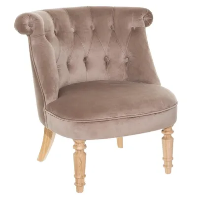 Fotel MEBLIVA Sixtine Velvet Pikowany Glamour - Beżowy Ciemny