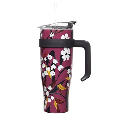 Kubek Termiczny MEBLIVA Fleur, Stal Nierdzewna 1,2 l - Różowy