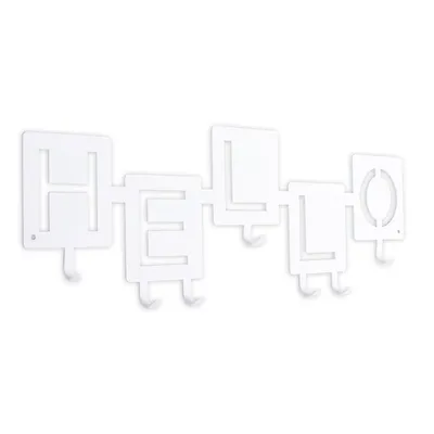 Wieszak Ścienny MEBLIVA Hello Metalowy 7 Uchwytów - Biały