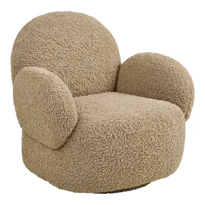 Fotel MEBLIVA Messina Obrotowy Tkanina Teddy - Jasnobrązowy