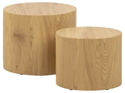 Stolik Kawowy MEBLIVA Mice, Zestaw 2 szt., Tworzywo Owalny Boho - Naturalny