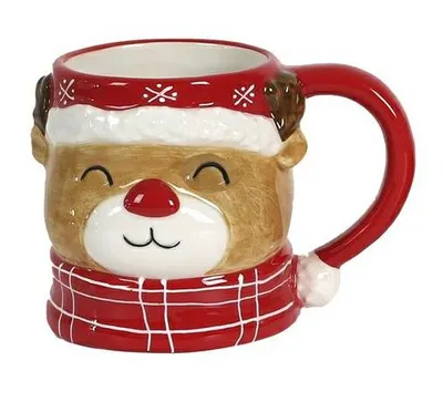 Kubek Świąteczny MEBLIVA Renifer, Ceramika, 300 ml - Multikolor
