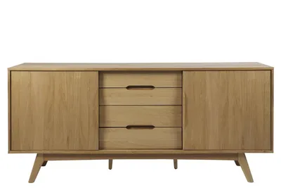 Komoda MEBLIVA Marte Drewniana Naturalna 180 cm Z Szufladami - Naturalny