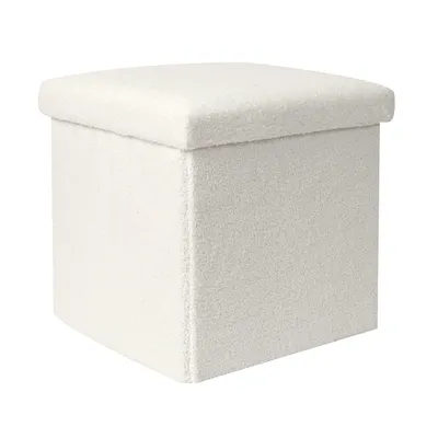 Pufa MEBLIVA Vels Boucle Składana, Aksamit, 38x38 cm - Biała