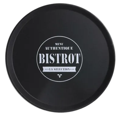 Taca MEBLIVA Bistrot Antypoślizgowa, Retro, Okrągła 35,5 cm - Czarny