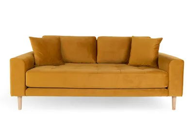 Sofa MEBLIVA Lido 2,5 Osobowa, Aksamit, Nogi Naturalne - Żółta