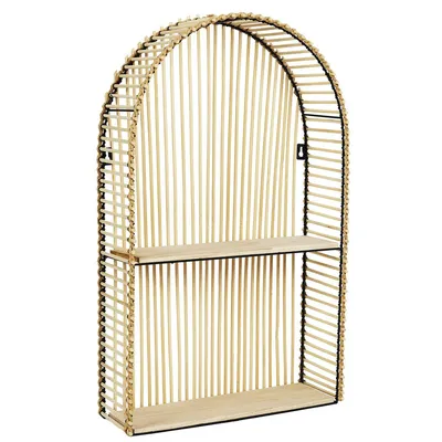 Półka Ścienna MEBLIVA Bali Boho Wisząca Metal Drewno - Czarny