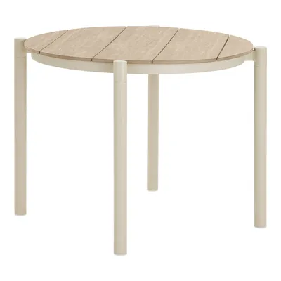 Stół MEBLIVA Abela Okrągły, Ceramika, 90cm - Piaskowy/Naturalny