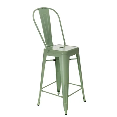 Hoker Barowy MEBLIVA Paris Back 66cm Metal Industrialny - Zielony
