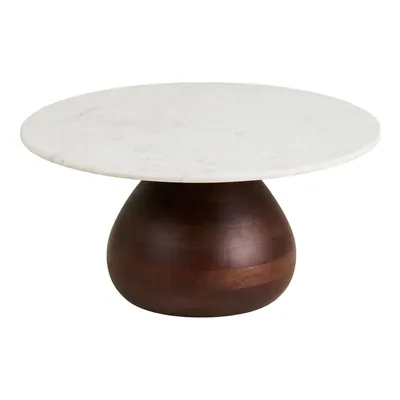Stolik Kawowy MEBLIVA Heide Marmur/Drewno Mango, 70 cm - Biały