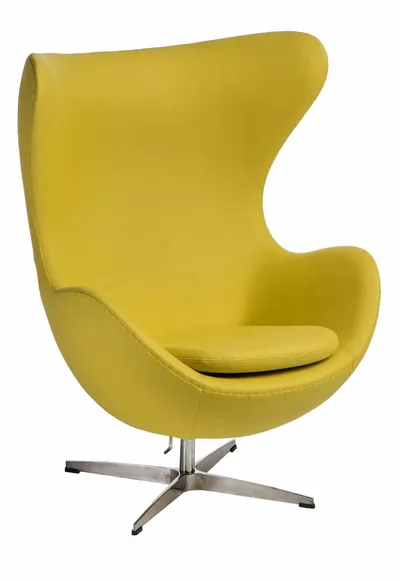 Fotel MEBLIVA Jajo Premium Kaszmir, Nowoczesny Design - Żółty Jasny