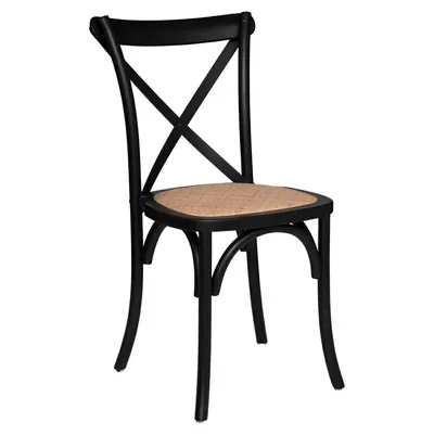 Krzesło MEBLIVA Isak Drewno Bukowe Rattan Vintage - Czarny