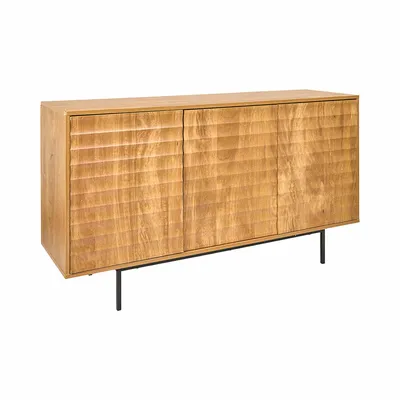 Komoda MEBLIVA Celia 140 cm MDF Z Frezowanymi Frontami - Naturalny Dąb