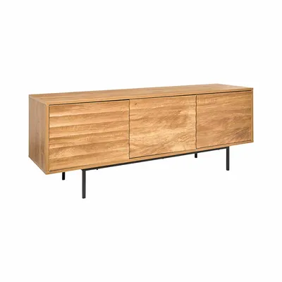 Szafka RTV MEBLIVA Celia 140 cm, MDF Frezowana, Japandi - Naturalna