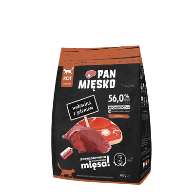 PAN MIĘSKO Sucha Karma Dla Kota – Wołowina Z Jeleniem, 400 g