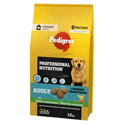 Pedigree Adult Professional Nutrition Drób Warzywa 12kg