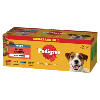 Pedigree Mokra Karma Dla Dorosłych Psów W Galaretce Mix Smaków (Z Wołowiną, Z Kurczakiem, Z Jagnięciną, Z Drobiem) 40x100g