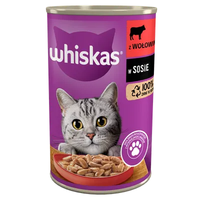 WHISKAS Mokra Karma Dla Kota 1+ Z Wołowiną W Sosie 400g