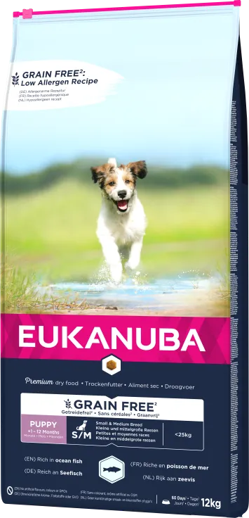 Eukanuba Puppy&Junior Small/Medium Grain Free Łosoś 12kg