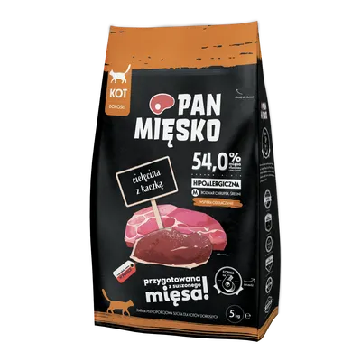 PAN MIĘSKO Cielęcina Z Kaczką M Dla Kota 5kg