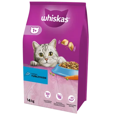 WHISKAS Karma Sucha Dla Kota 1+ Z Tuńczykiem 14kg
