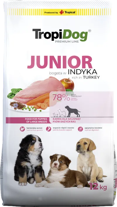 Tropidog Premium Junior Indyk Z Ryżem 12kg