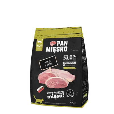PAN MIĘSKO Sucha Karma Dla Kota – Indyk Z Gęsią, 400 g