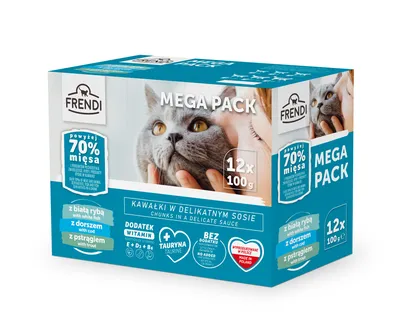 Frendi Saszetki Dla Kota 12x100g – Pełnoporcjowa Karma W Kawałkach W Sosie