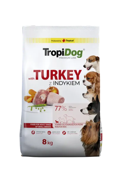 Tropidog Premium Adult Small Breeds Z Indykiem I Ryżem 8kg