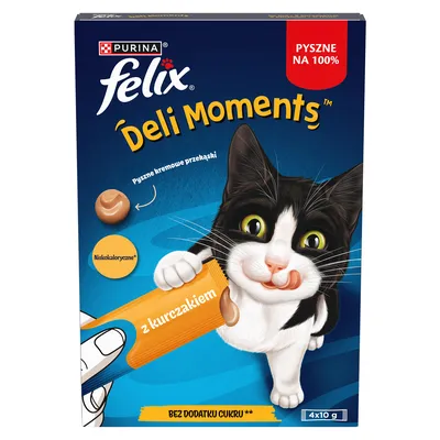 Felix Deli Moments Przekąski Dla Kotów Z Kurczakiem 4x10g - Kremowe